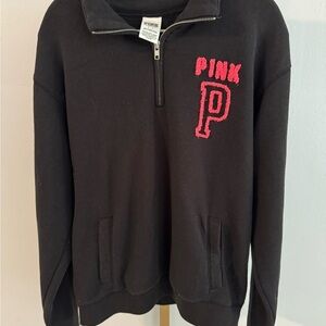 Victoria's Secret PINK Black Quarter-Zip with Pink Label